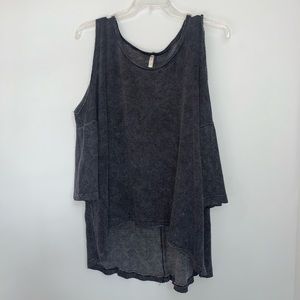 Mono B Open-Shoulder Heather Dark Gray Top